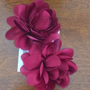 Elegant Burgundy Floral Earrings